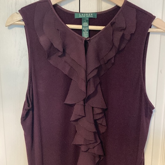 Lauren Ralph Lauren Purple - Aubergine Ruffle Tank Top - Picture 2 of 6